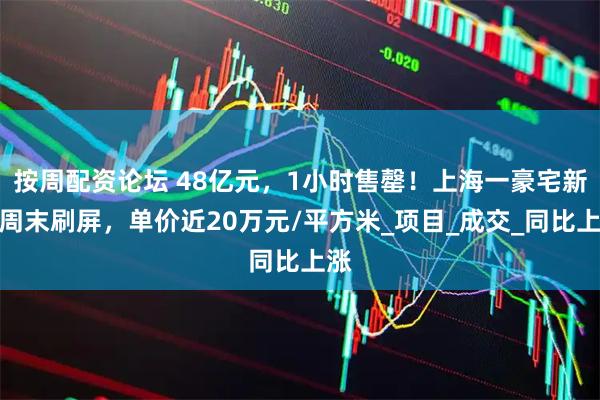 按周配资论坛 48亿元，1小时售罄！上海一豪宅新房周末刷屏，单价近20万元/平方米_项目_成交_同比上涨
