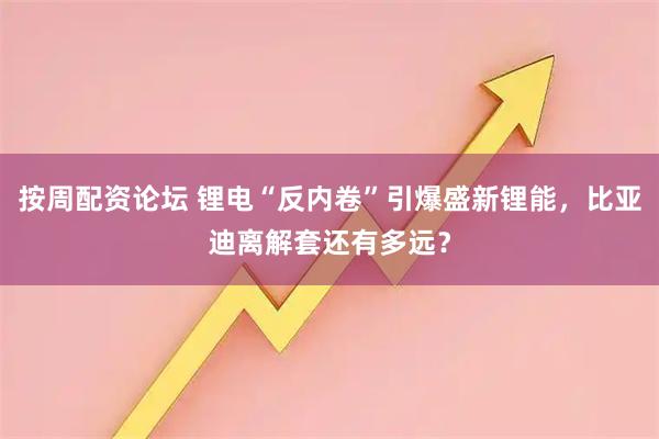 按周配资论坛 锂电“反内卷”引爆盛新锂能，比亚迪离解套还有多远？